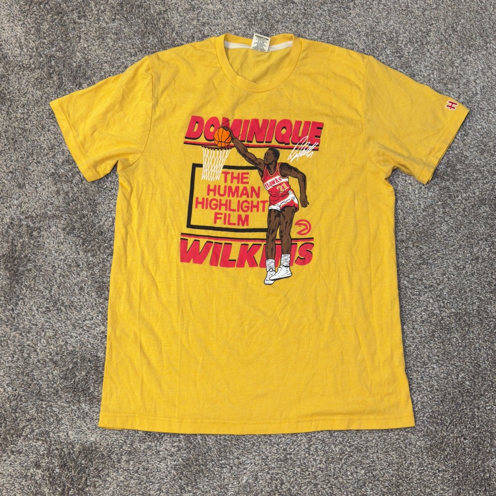 Homage Dominique Wilkins Atlanta Hawks Human Highlight Film T-Shirt Yellow Men M